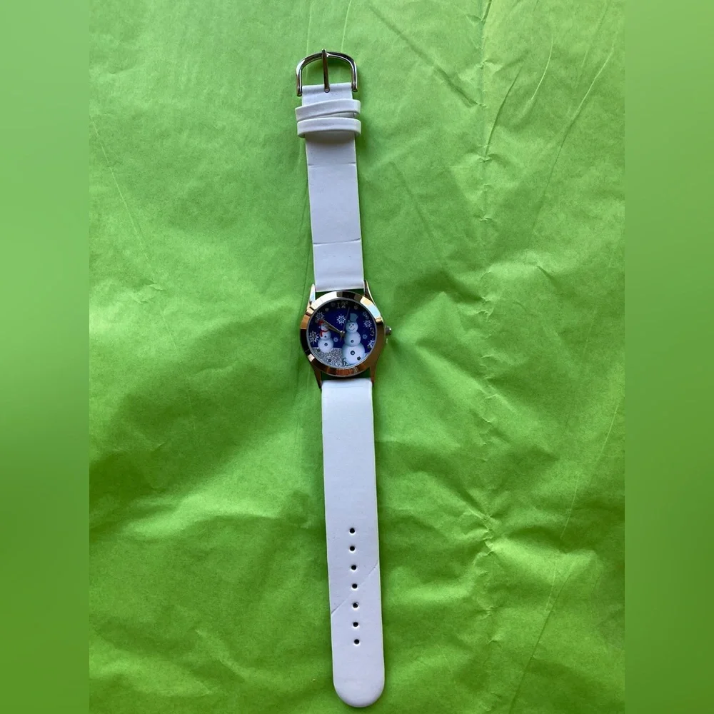 Avon Tis The Season Snowman Watch, Christmas, Holiday, Blue, White, Silver, NIB - Picture 12 of 16
